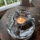 Bougeoir en cristal de verre lourd, chauffe-assiette
