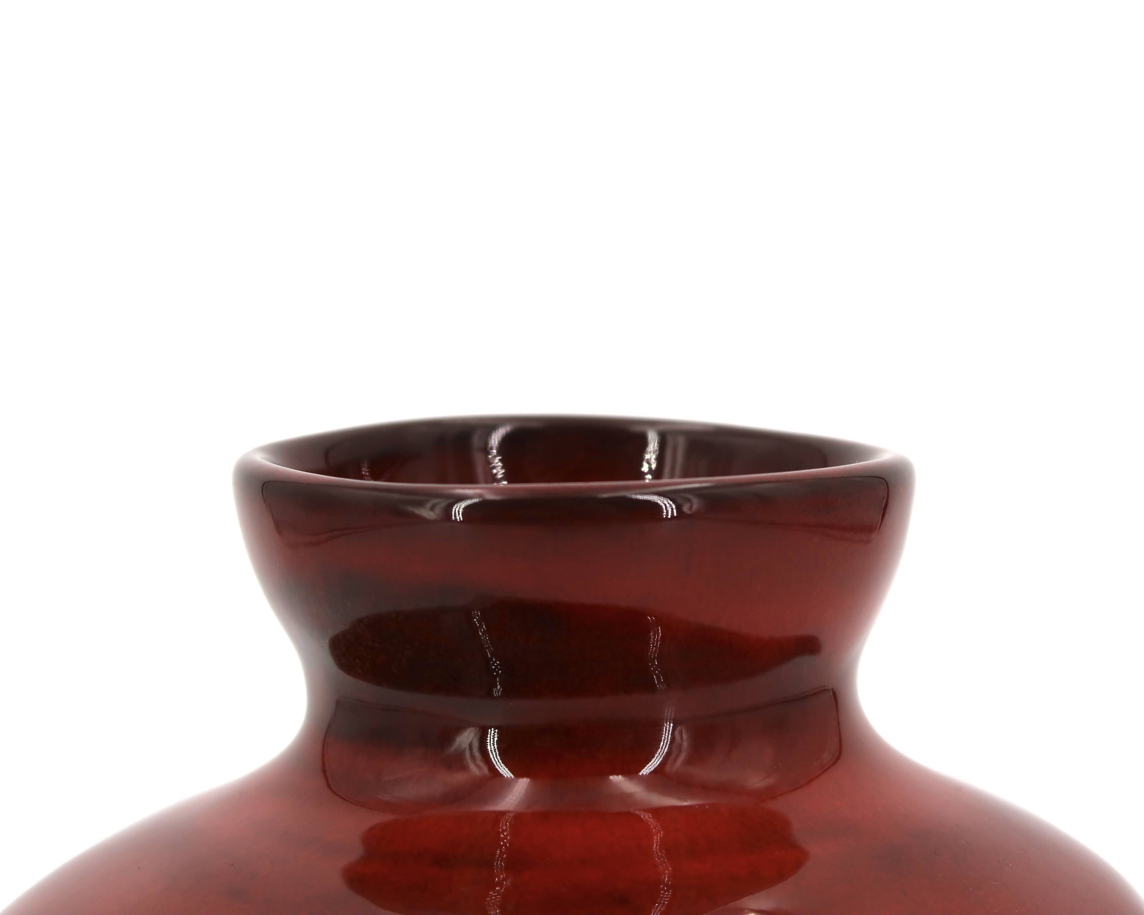 Blood red ceramic vase with handles by Max Idlas, 1960s.