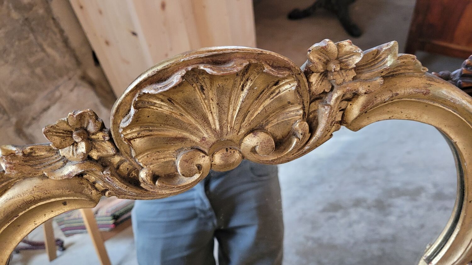 Pair of mirrors style louis xv rocaille in gilded wood carved 1900