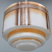1930s Napako Art Deco pendant light in chrome and glass, restored, new wiring