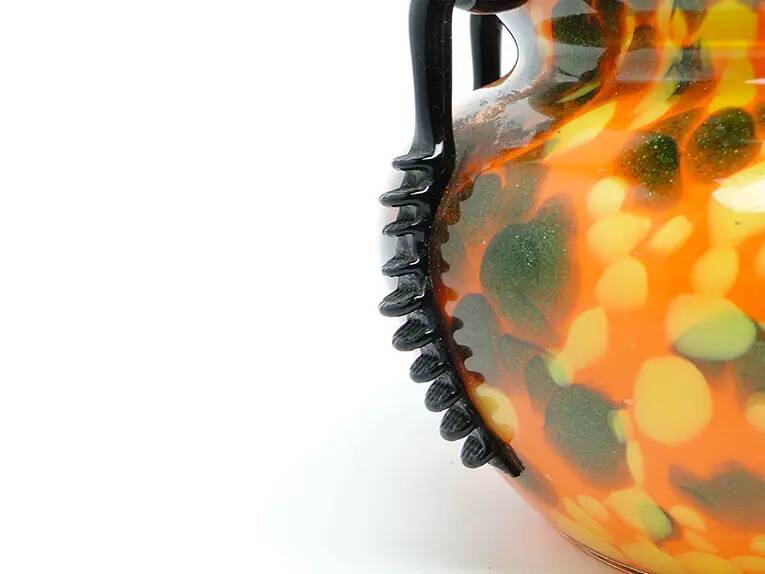 Art Deco vase, spatter glass, Welz Glassworks, Czechoslovakia, 1930s