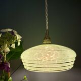 Vintage green and gold Clichy glass lampshade pendant light
