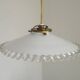 Vintage French White Opaline Glass Pendant Light Clear Glass Edge 5405