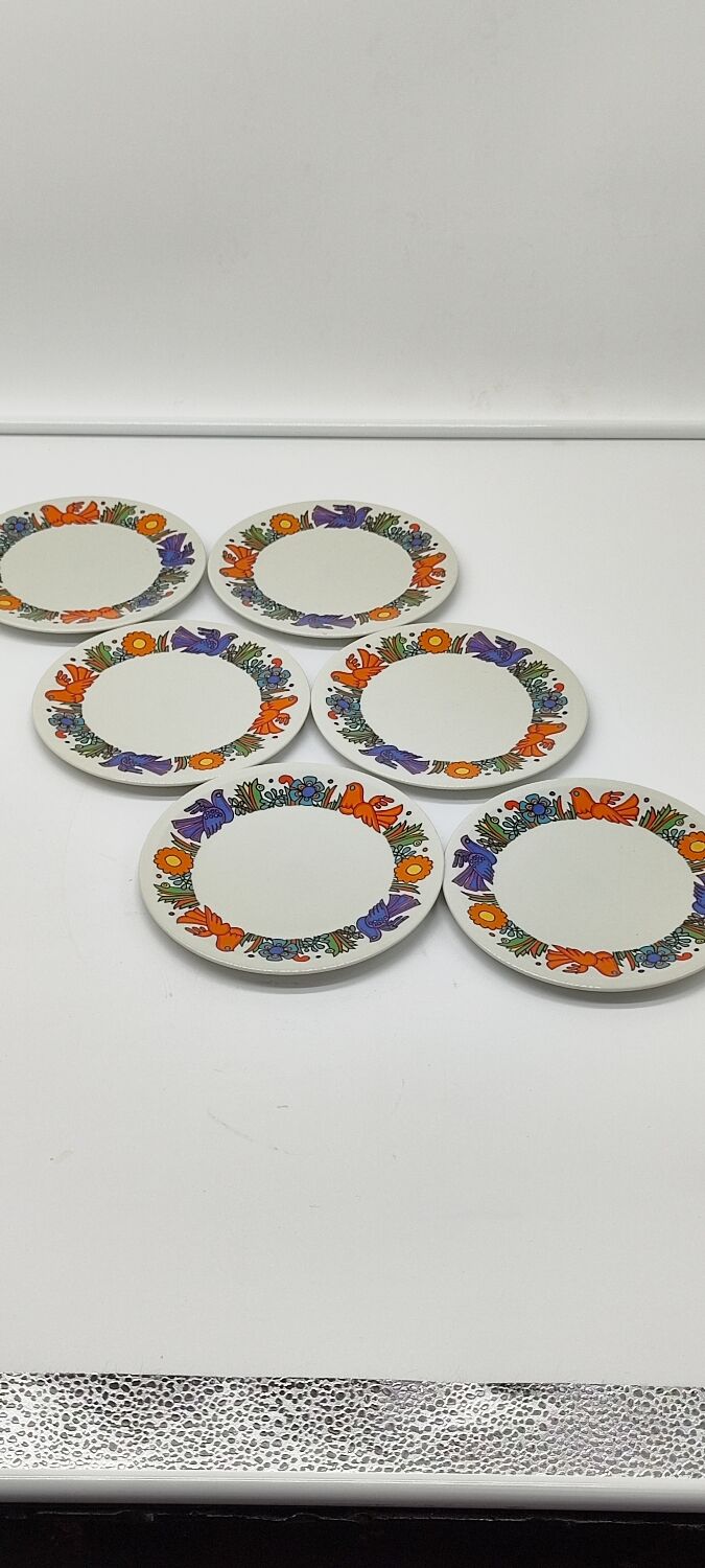 Set of 6 Villeroy and Boch Acapulco plates, diameter 15.5 cm