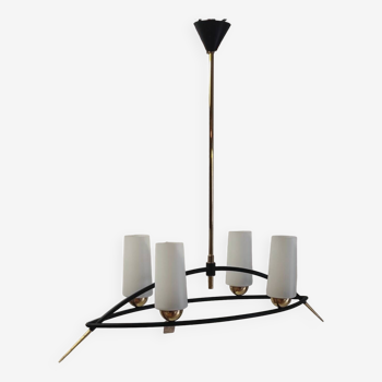 Modernist chandelier by Gaston Fossati for Les Ateliers d'art d'Uzes - 1950s