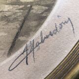 Color etching water engraving signed chabridon 1920