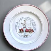 Vintage italian plate primula, art deco design, 1970s-80s.