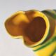 Vintage yellow and green earthenware melon-shaped pitcher – 1950s