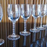 Lot 6 white wine/port glasses cut crystal twisted foot spike crystal from Arques