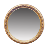 Large round mirror in Spanish gilded carved wood