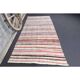 Vintage Turkish Oushak Handmade Cotton Pink Wool Kilim Runner Rug 136x291