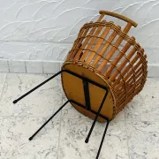 Vintage bamboo and wicker planter basket