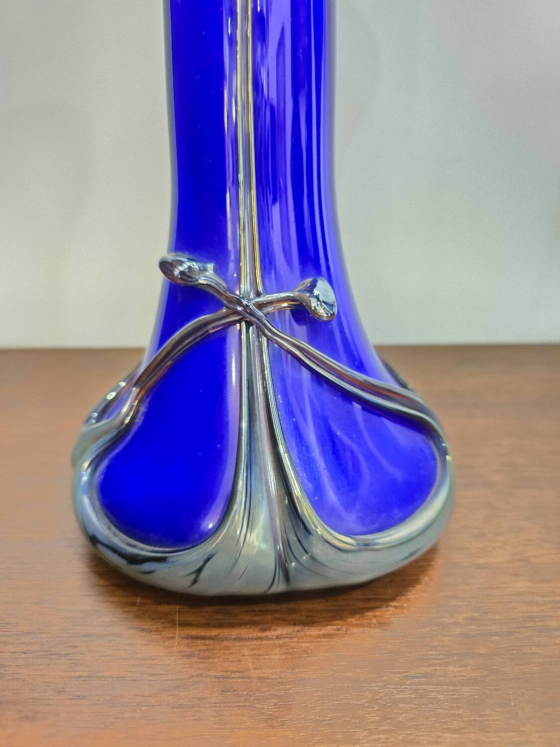 Cobalt blue blown glass vase – Silice Création Biot – 39 cm