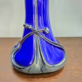 Vase en verre soufflé bleu cobalt – Silice Création Biot – 39 cm