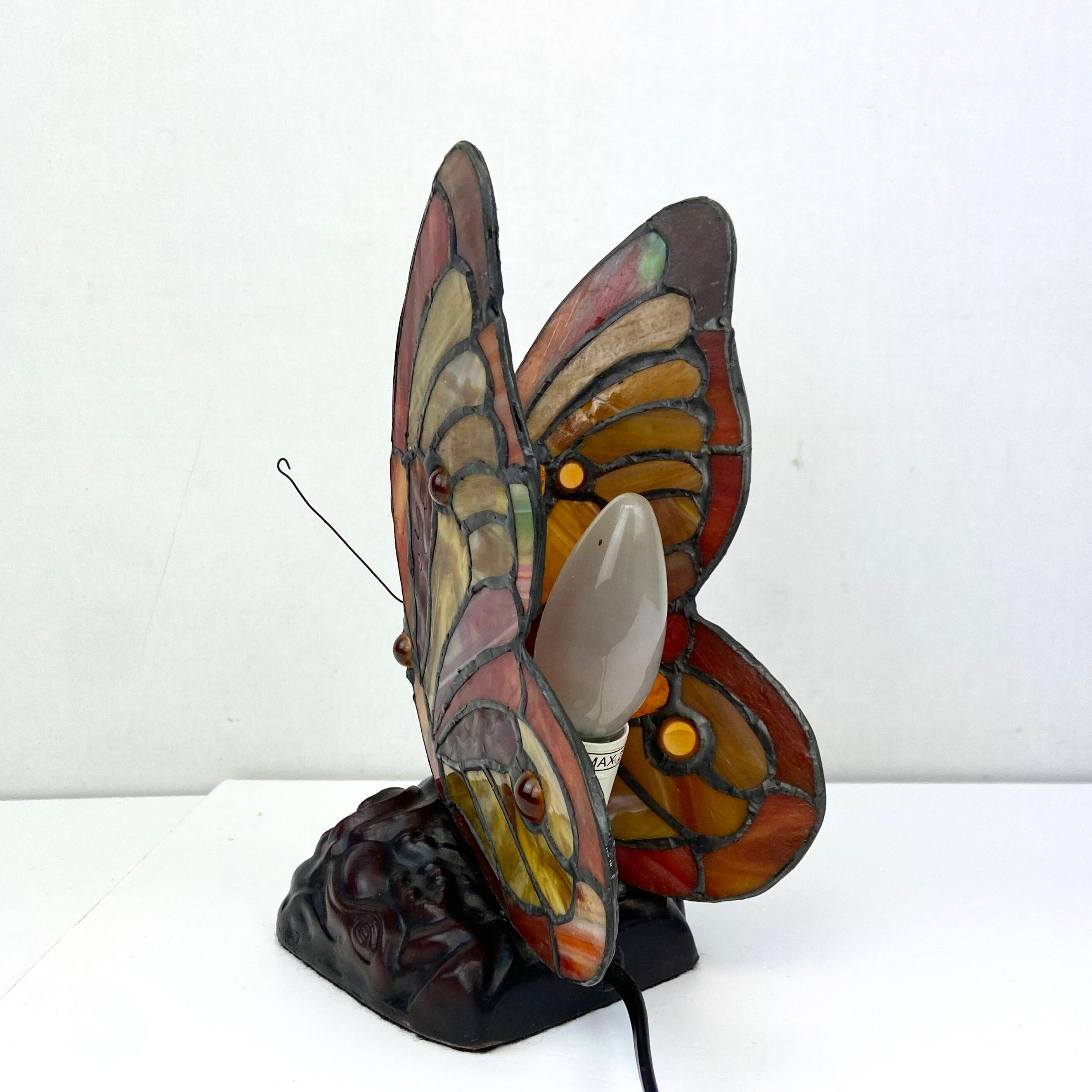 Stained glass butterfly lamp