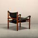 Arne Norell Sirocco Safari Lounge Chair in Rosewood and Black Leather, Swed