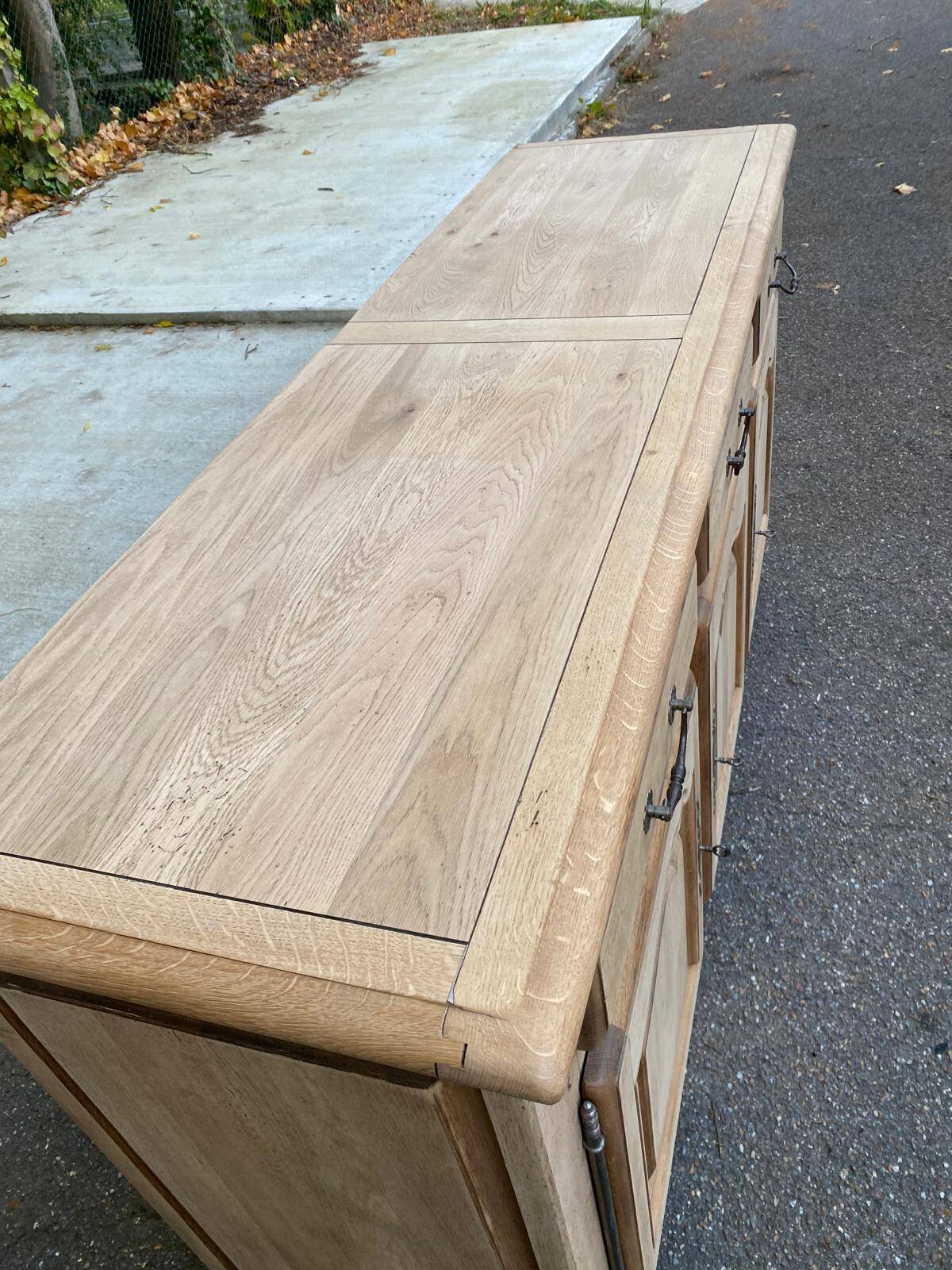 Renovated sideboard in solid oak from the 19th century, 190cm.