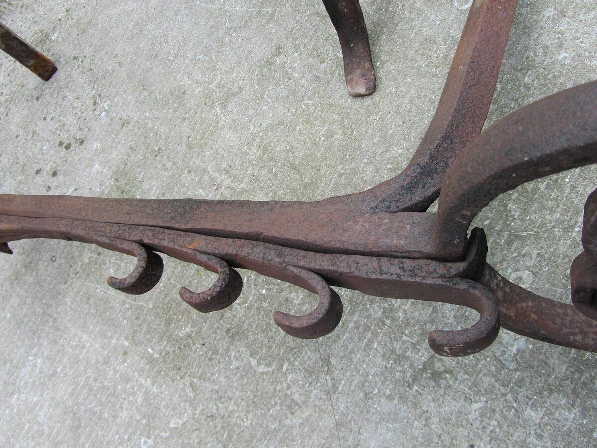 17th-18th Century Hand Forged Iron Dragon Gothic Andirons or Firedogs