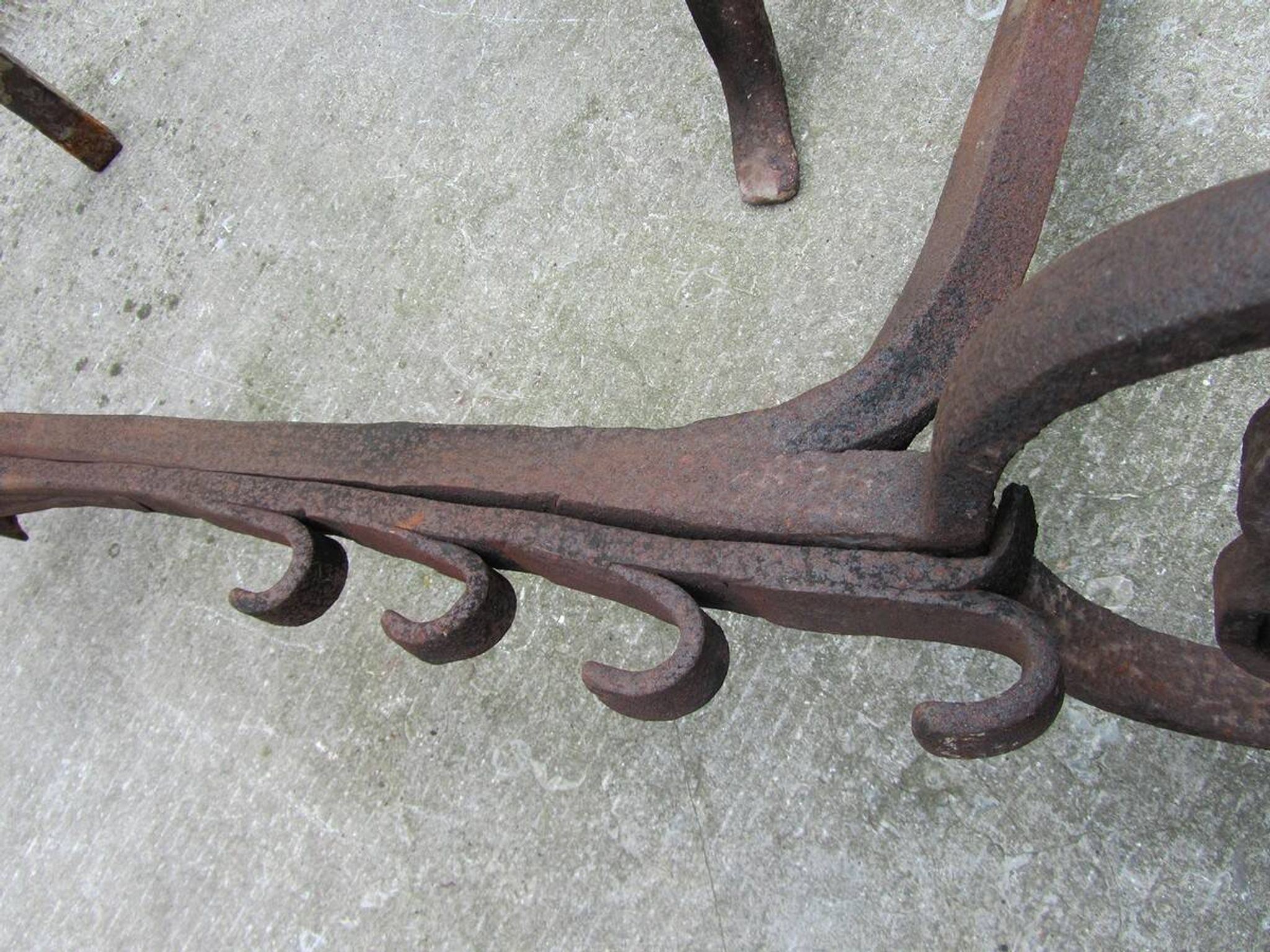 17th-18th Century Hand Forged Iron Dragon Gothic Andirons or Firedogs