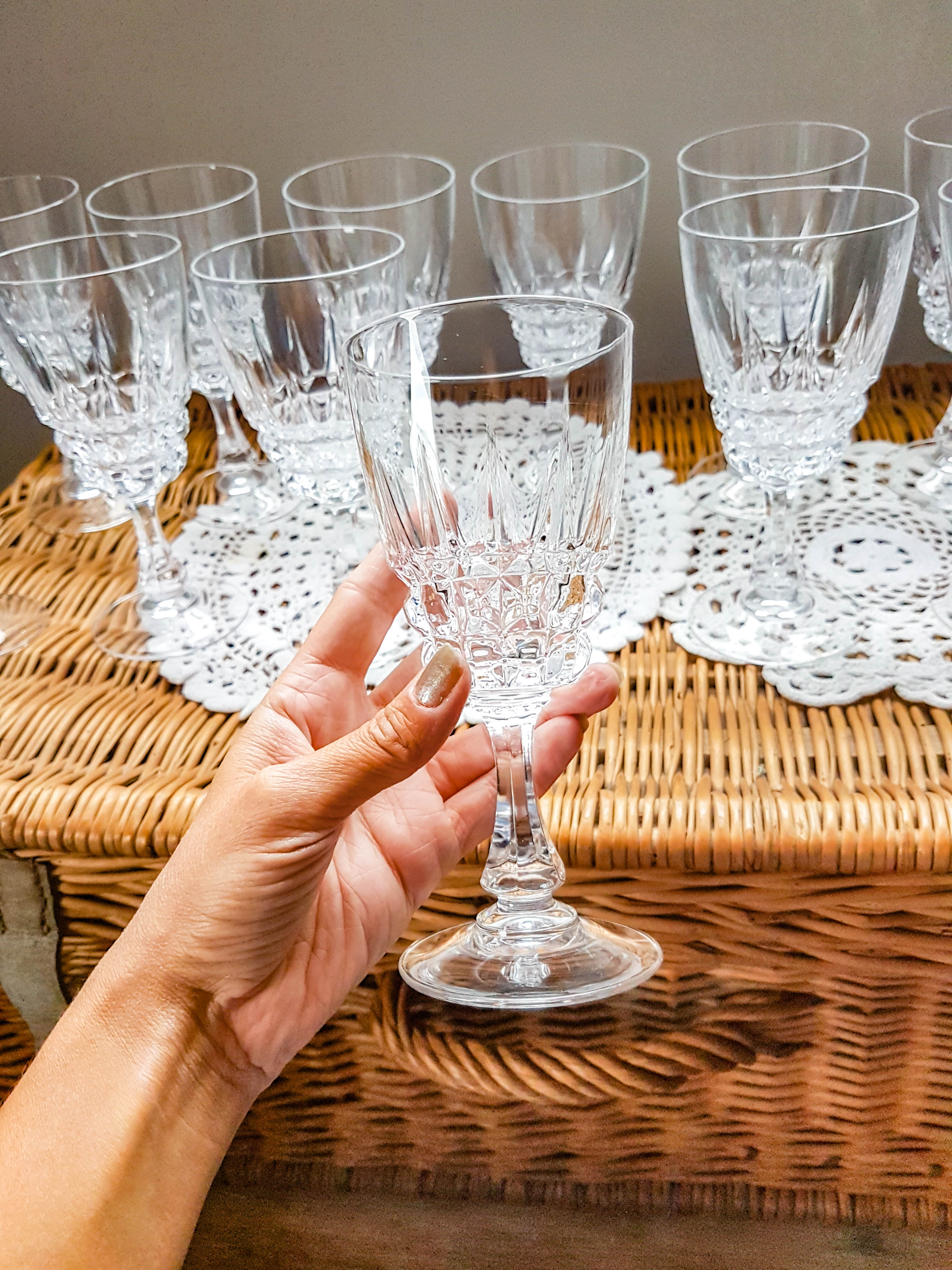 Lot de 6 verres à eau cristal d'arques modèle "Pompadour "