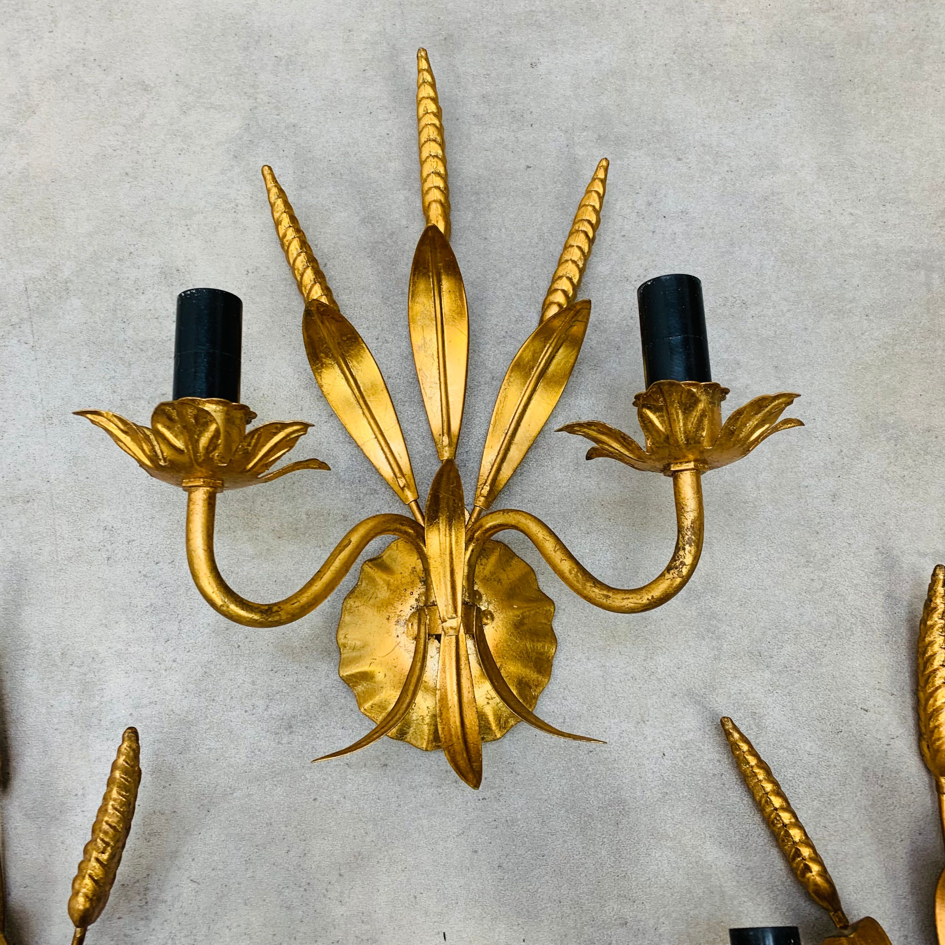 3 wall lamps ear of wheat golden foliage