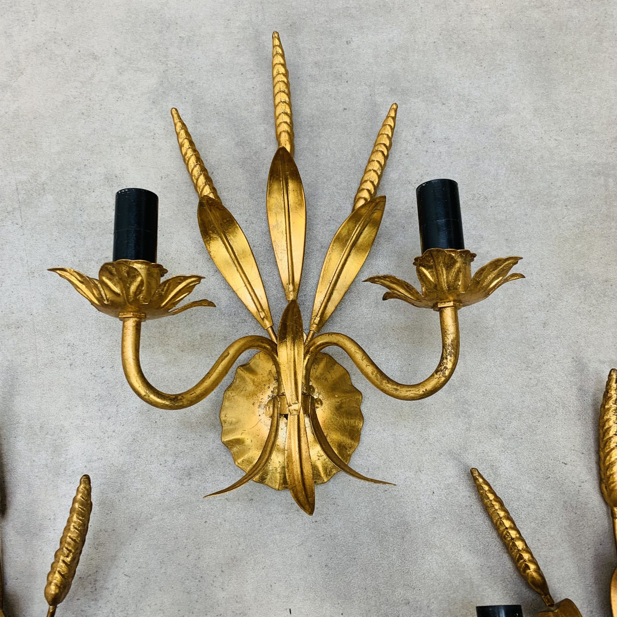 3 wall lamps ear of wheat golden foliage