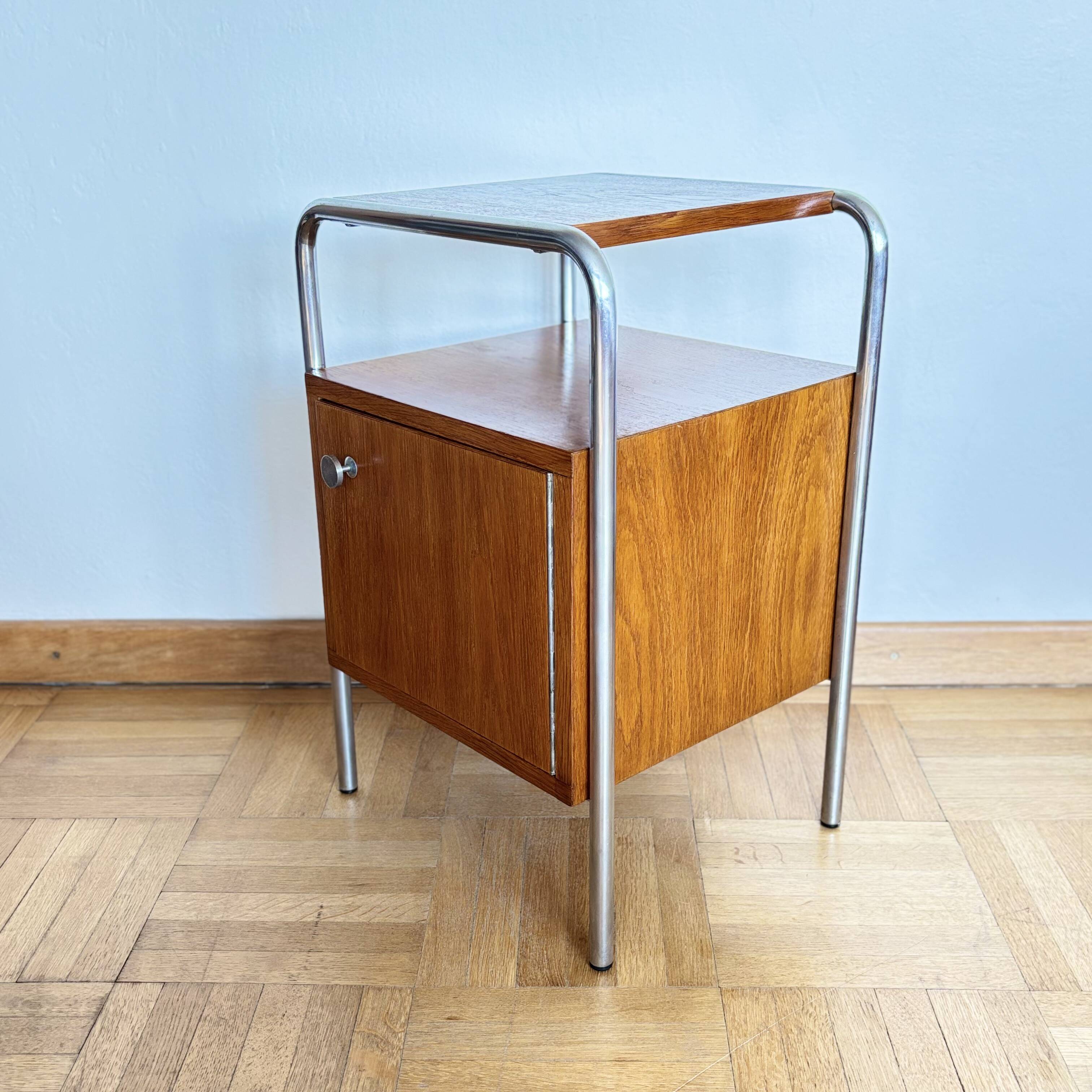 Functionalist bedside table, Kovona, Czechoslovakia