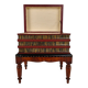 Leather faux book box on painted stand – English, circa 1830