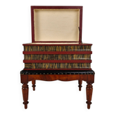 Leather faux book box on painted stand – English, circa 1830