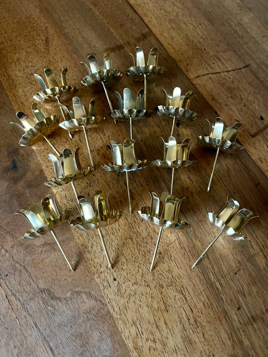 Set of brass candle holders x15