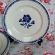 4 old flat plates Badonviller blue rose