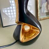 Vintage 50s black and gold ceramic lamp