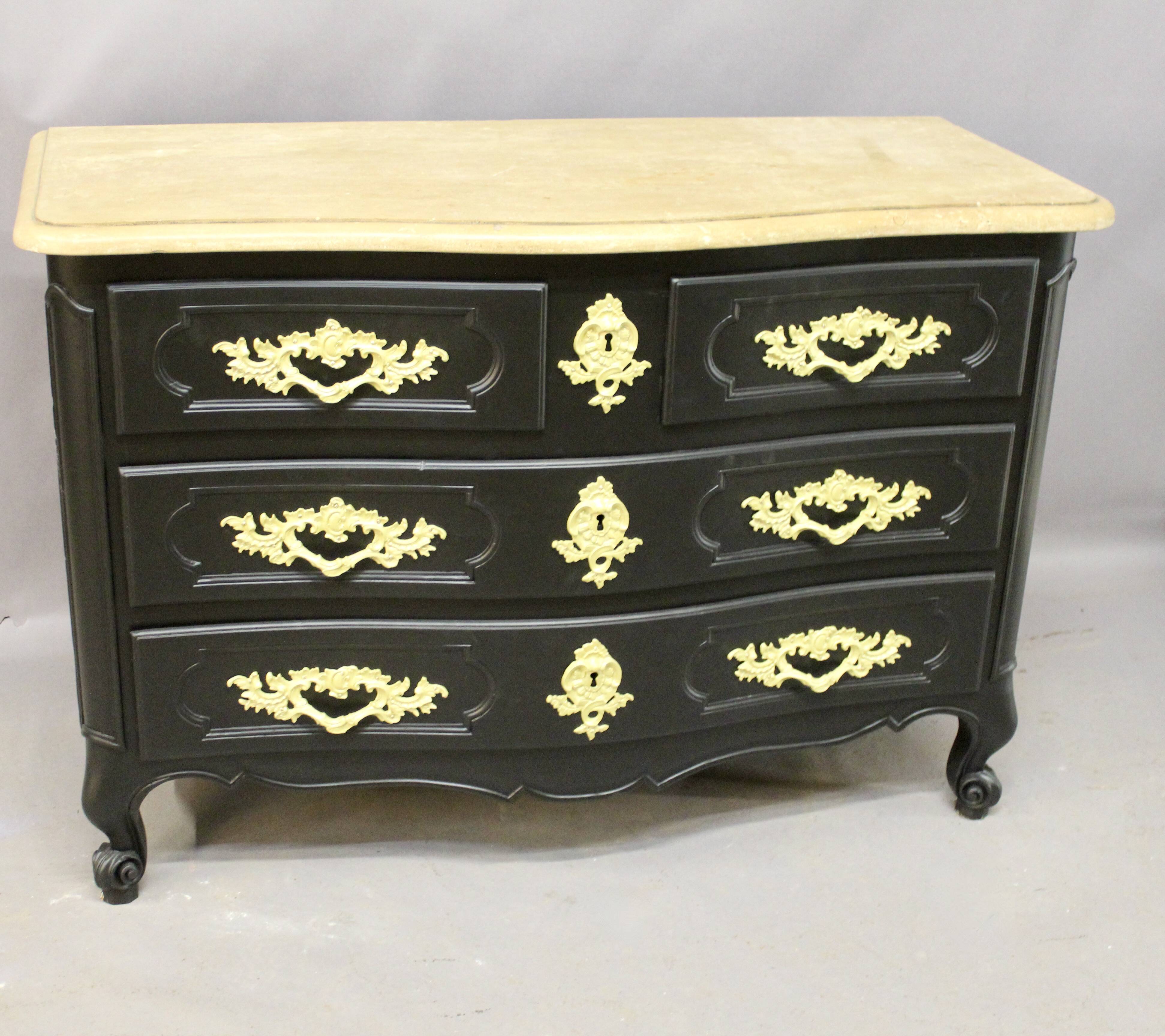 Curved Chest of Drawers in Black Lacquered Finish