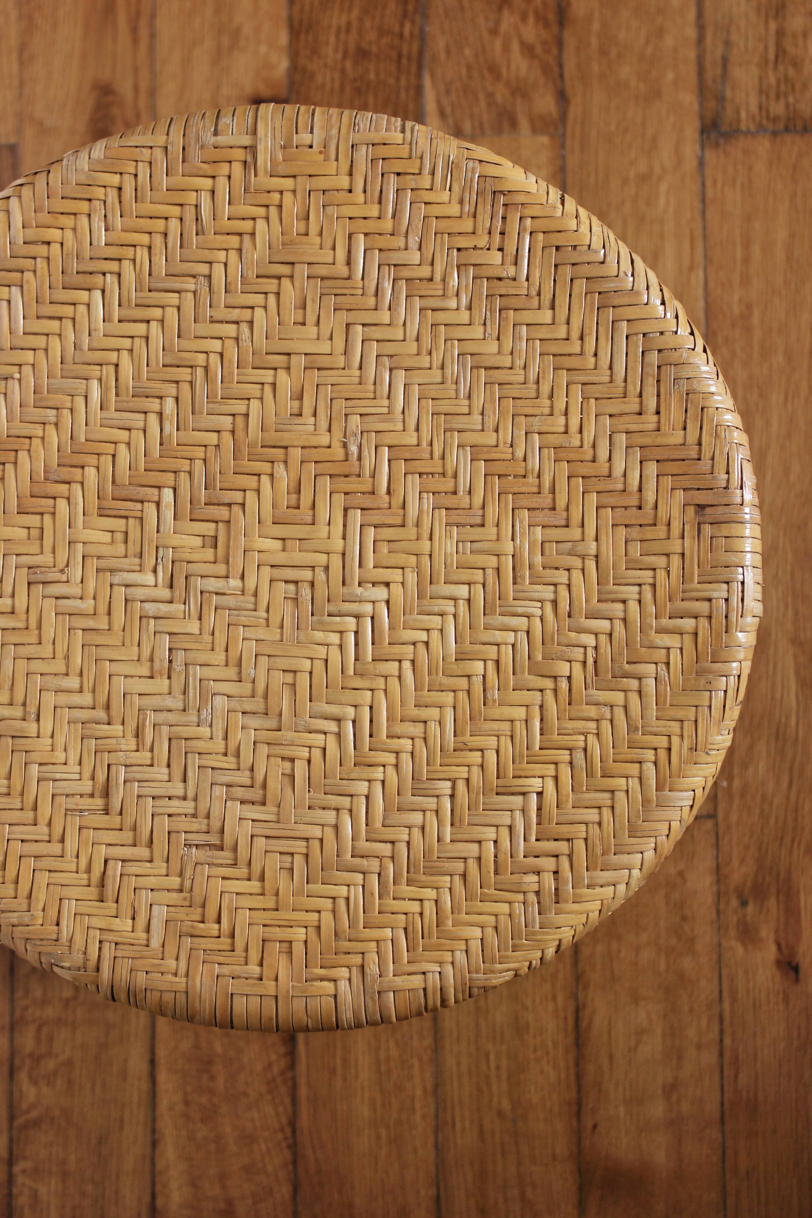 Low rattan stool and vintage canning