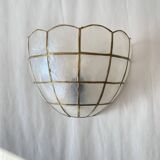 Paire d'appliques en nacre et laiton 1950 luminaire ancien décoration