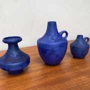 Mid-century German minimalist cobalt blue vases by Hartwig Heyne Pottery, 1960s, set of 3.