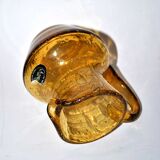 Pichet vintage en verre bullé jaune ambré La Rochère