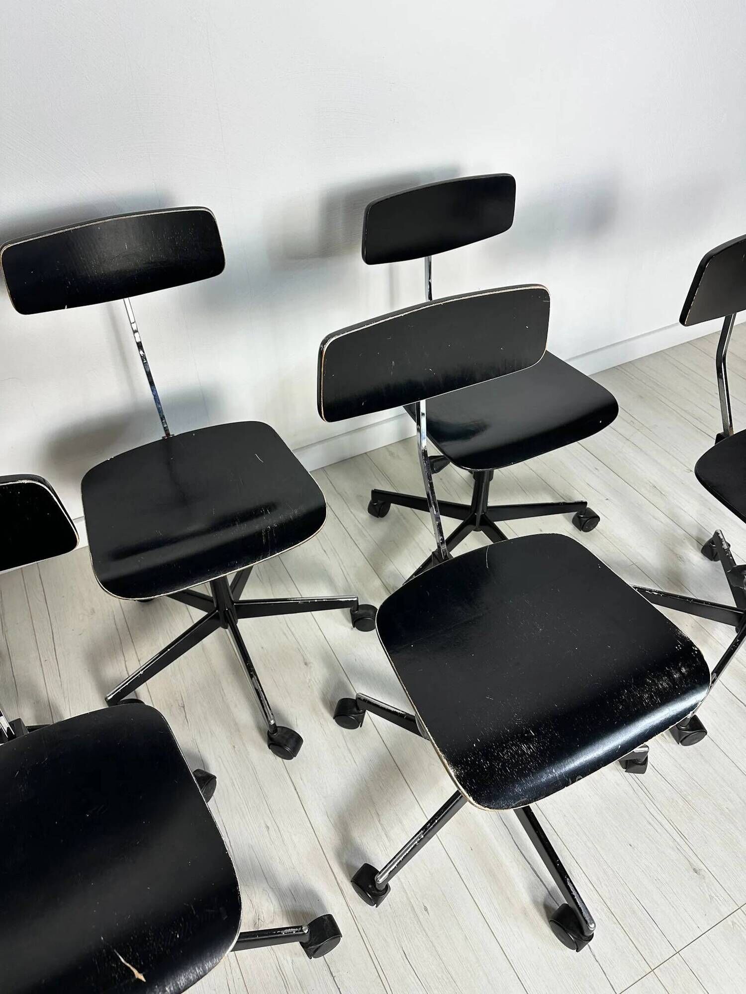 1/6 1950s vintage black architect desk chair by Jørgen Rasmussen for Labofa