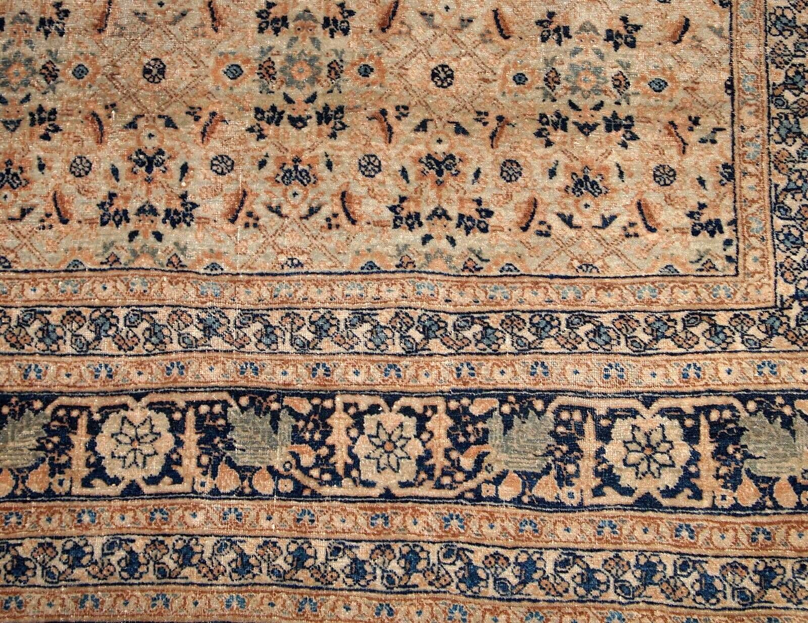Handmade antique Persian Tabriz Hajalili rug 4.2' x 6.5' (128cm x 198cm) 1880s - 1B693