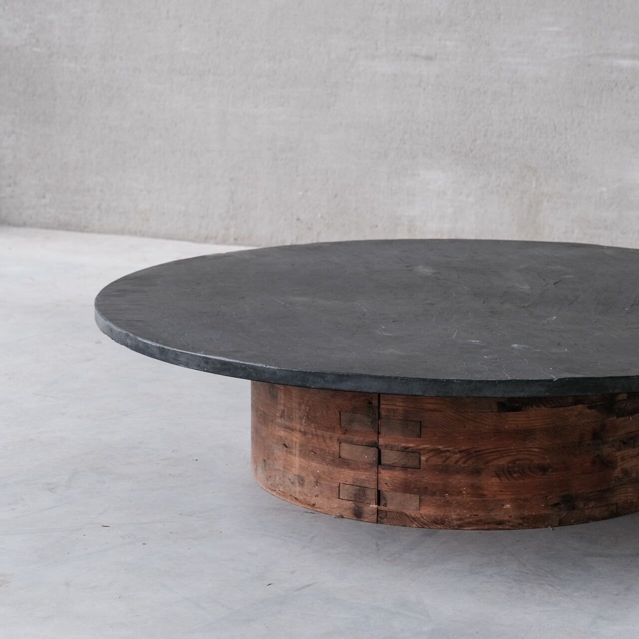 Slate and wood coffee table french mid-century