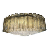 Contemporary Clear and Fumè “Tronchi” Murano GlassFlush Mount in Venini Sty