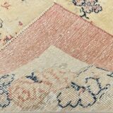 7x9 Yellow & Burgundy Floral Turkish Vintage Rug, 216x281Cm