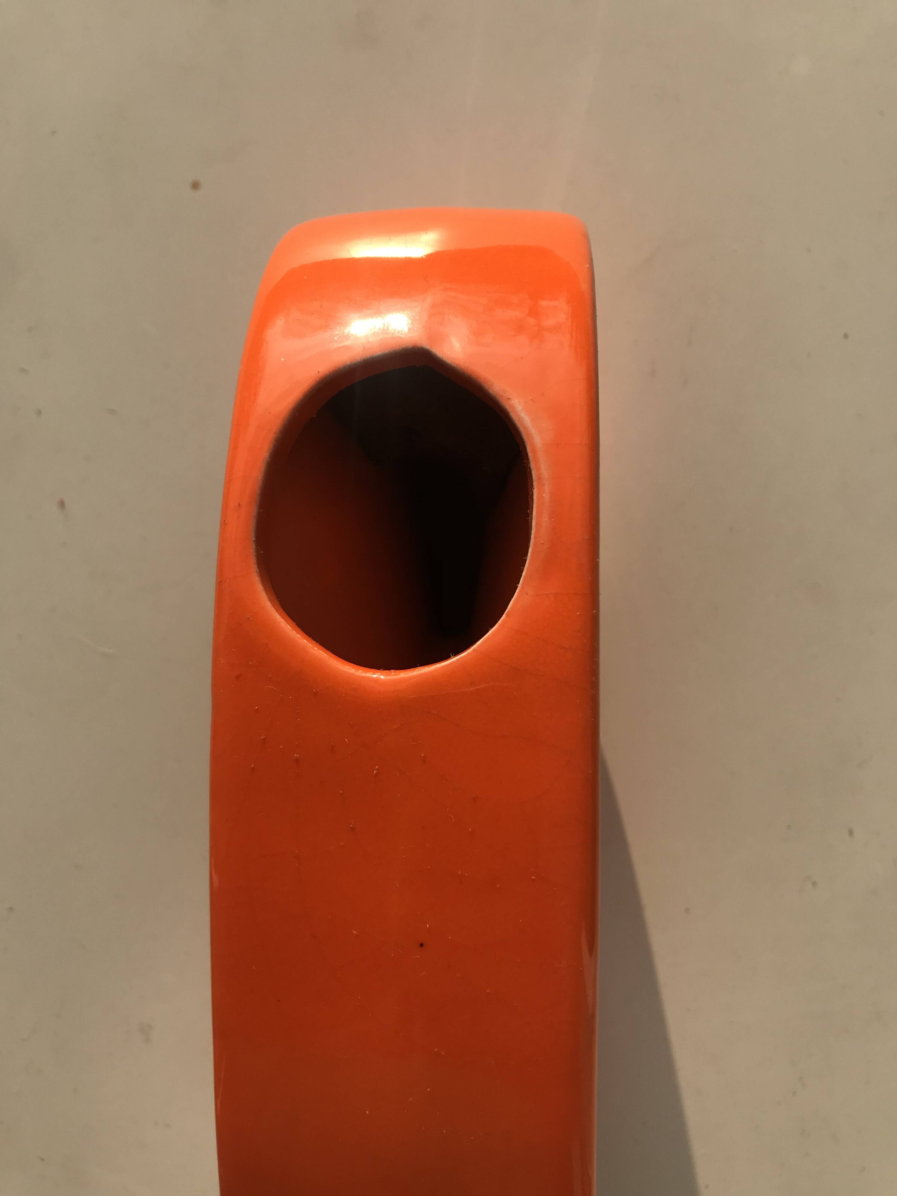 Ceramique  forme geometrique orange