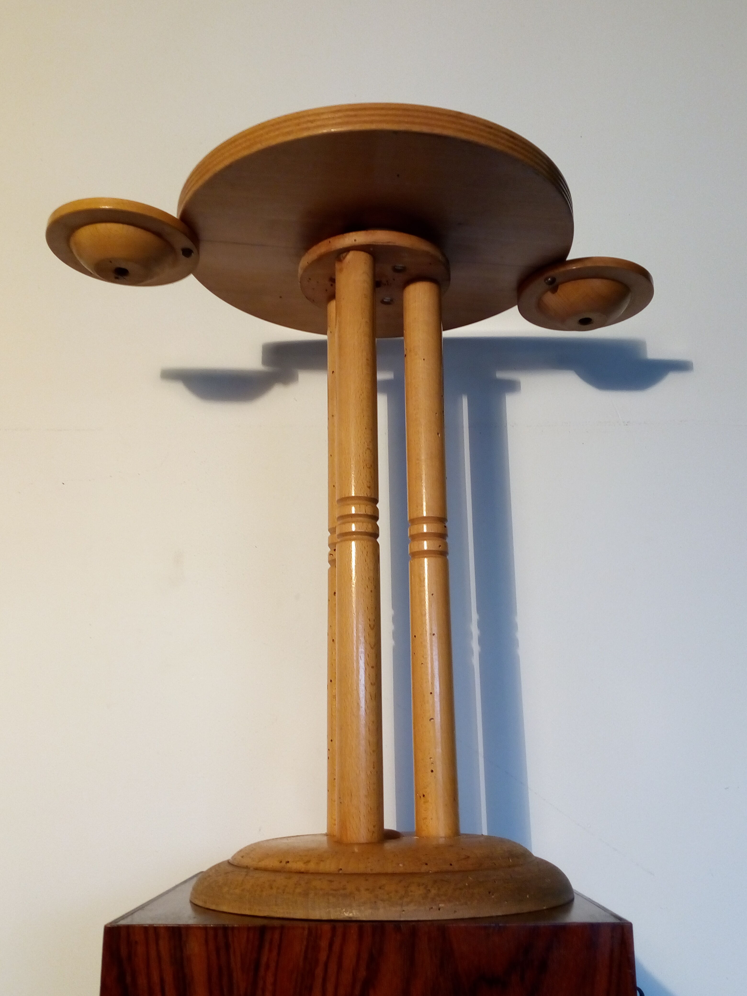Small smoker's table, side table, Scandinavian blond wood, tripod, vintage 70'