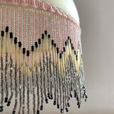 Pendant light in frosted glass and beads