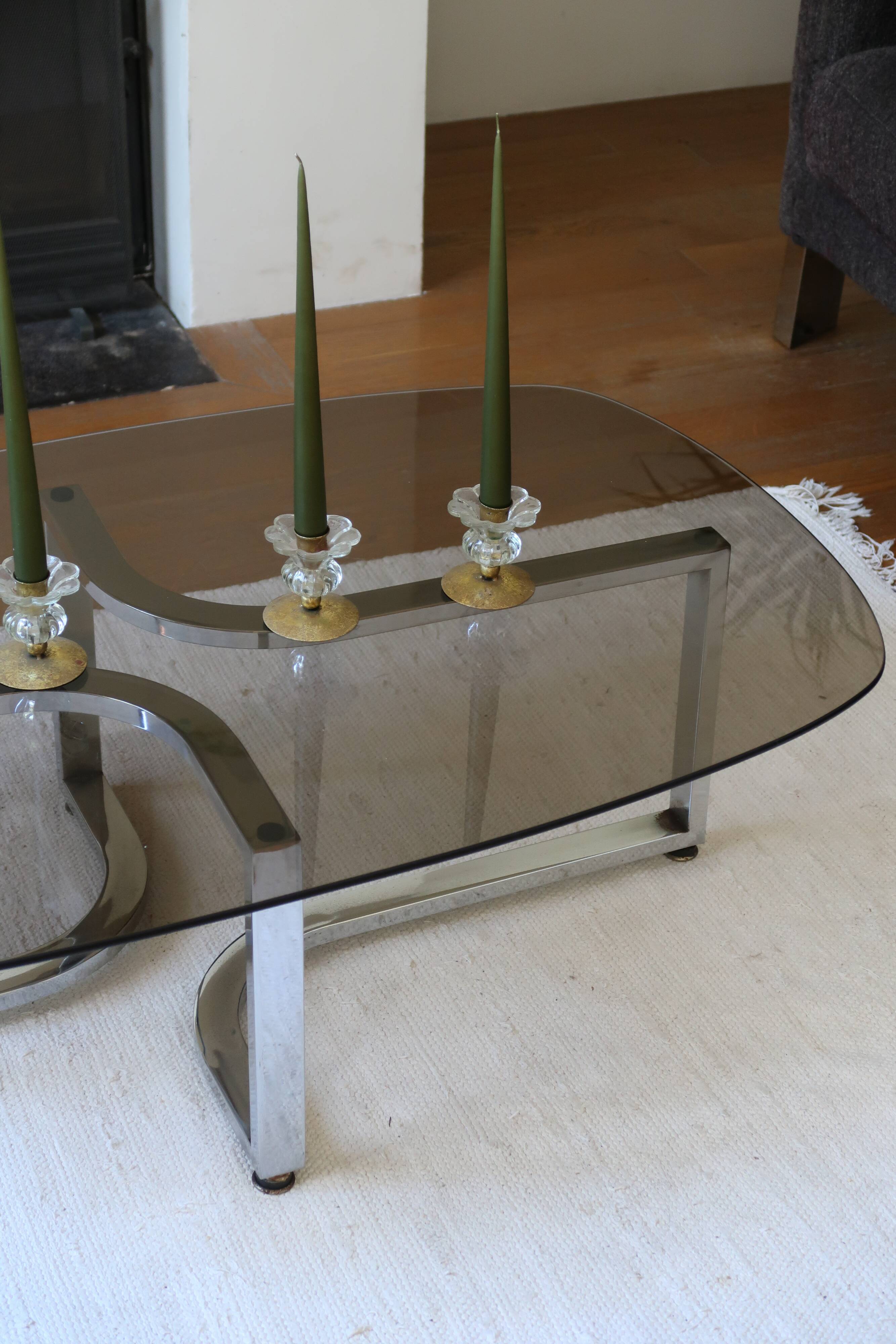 Table basse verre fumé 70's