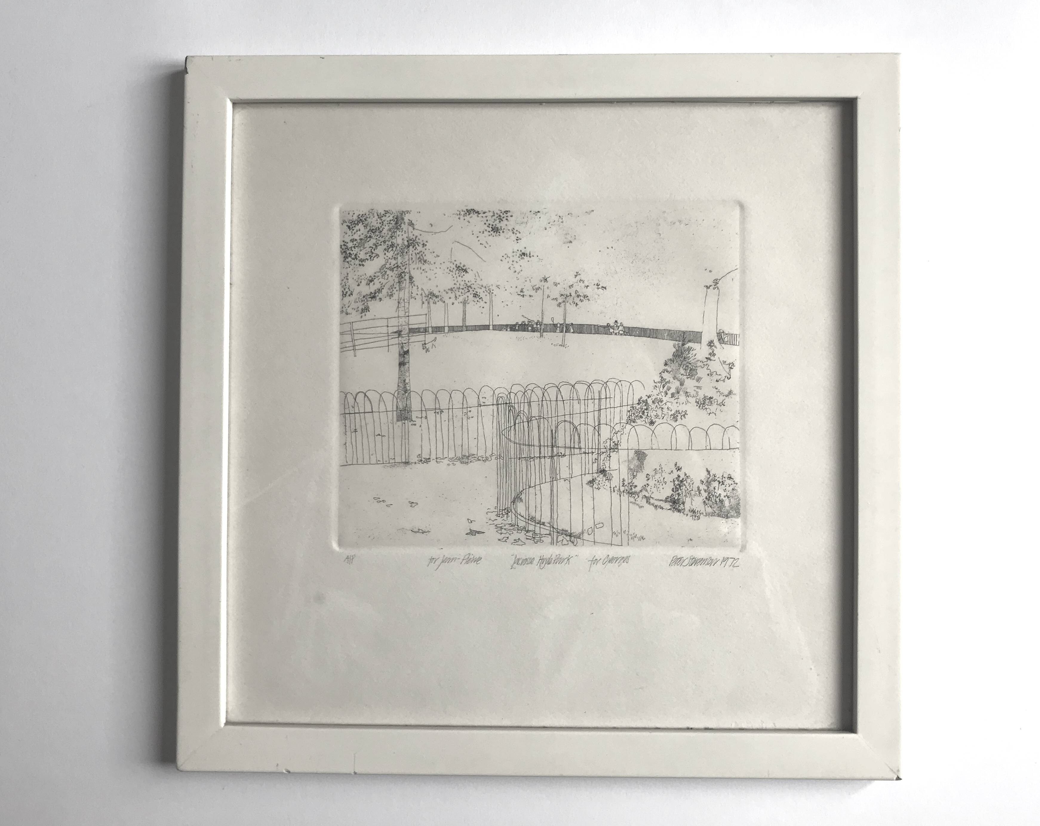 Peter stevenson, lacrosse hyde park, 1972. etching signed in pencil
