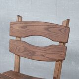 Brutalist mid-century low wooden lounge chair