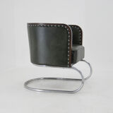 Bauhaus Tubular Armchair in Green Leather,  1930s, Restored