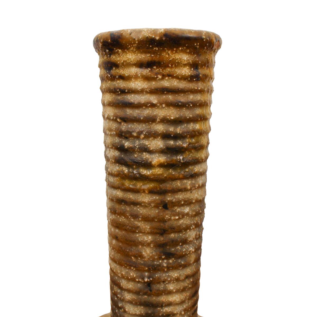 Vase plat en lave marron